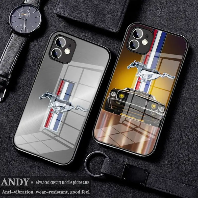 

2021 Fashion Trend Car Phone Case Design MuStAnGiNgS Tempered Glass For Iphone6 6s 7 8 Plus XR X XS XSmax 11 12 13 Pro Mini Max