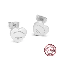 925 sterling silver pan earring exquisite silver heart shaped earrings for women wedding gift fashion jewelry