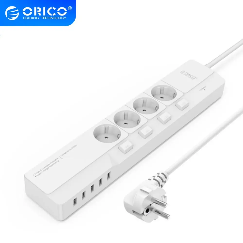 ORICO умная розетка 4 розетки переменного тока 5 usb портов Защита от перенапряжения