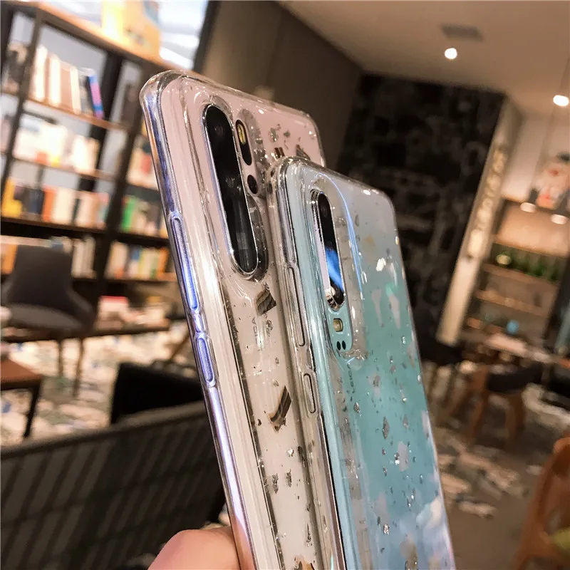 Блестящий чехол из золотой фольги для Huawei P30 P20 P10 Mate 20 Honor 8X 9 V10 V20 Nova 2s 3i 4 Y9 P smart Plus