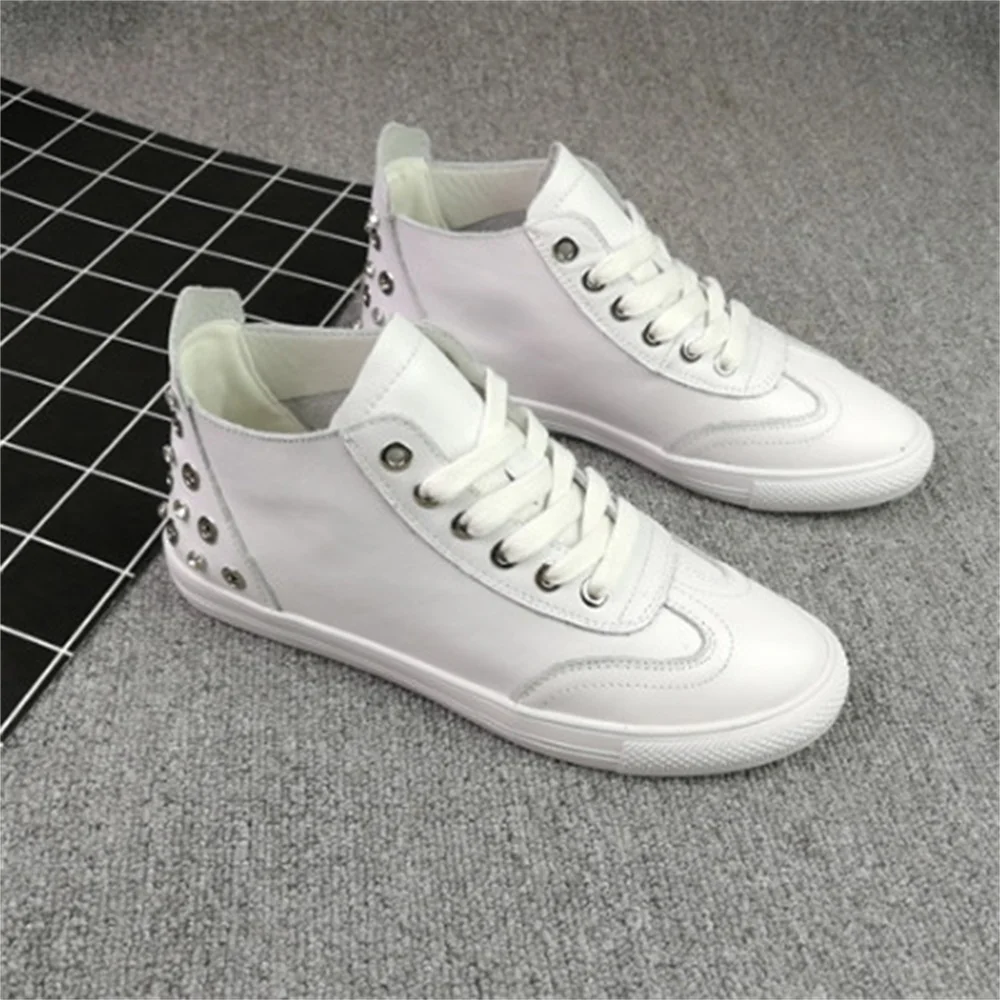 Женская обувь сезон весна-осень Новинка с высоким берцем из натуральной кожи