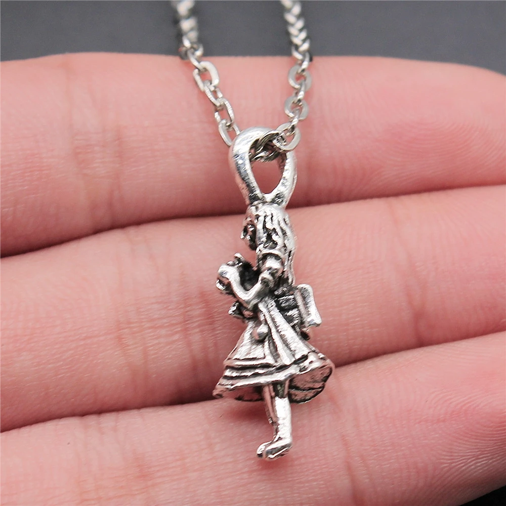 Античные серебряные Цвет 11x32mm подвески для девушки кулон ожерелье женщин девушек