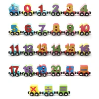 wooden train building block toy set wooden magnetic alphabet abc number train set early education toy for kids