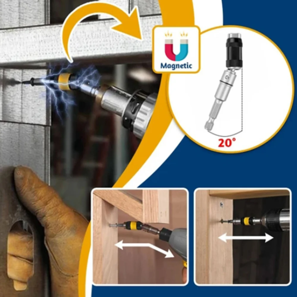 

Magnetic Screw Drill Tip Drill Screw Tool Quick Change Locking Bit Holder Drive Guide Drill Bit Extensions Pivot Drill Durable