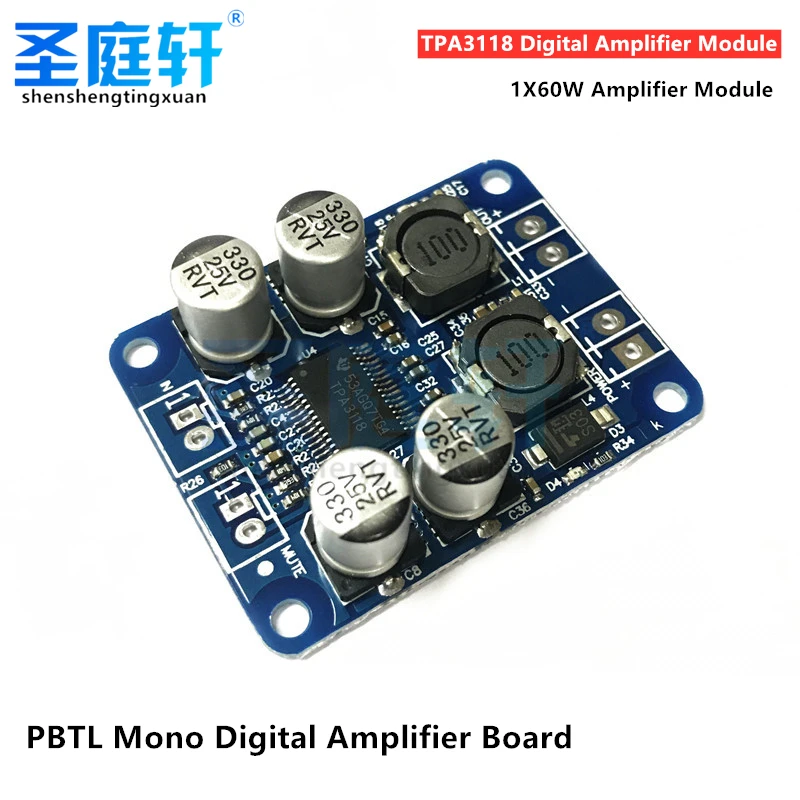 DC8-24V TPA3118 PBTL 60 Вт моно плата цифрового аудио усилителя, 1X60W модуль чипа, 4-8 Ом, TPA3110 Замена для Arduino