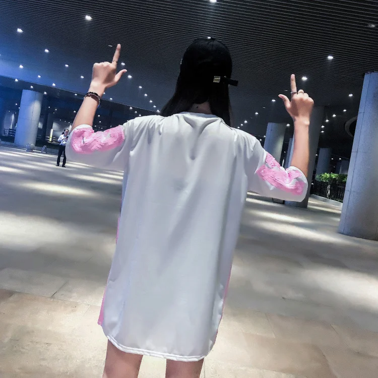 Шикарные женские футболки с мышью бисером О-образным вырезом хлопок смешанные