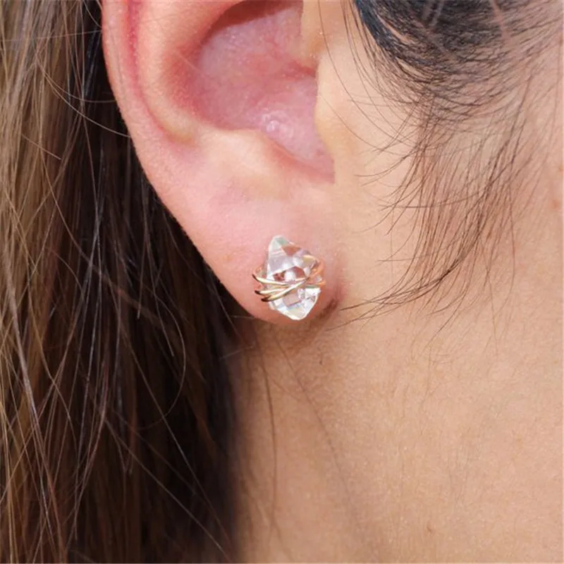 Simple Personality Crystal Earrings for Women Fashion Jewelry Rose Gold Color Bridesmaid Gift Sieraden S5M028 | Украшения и