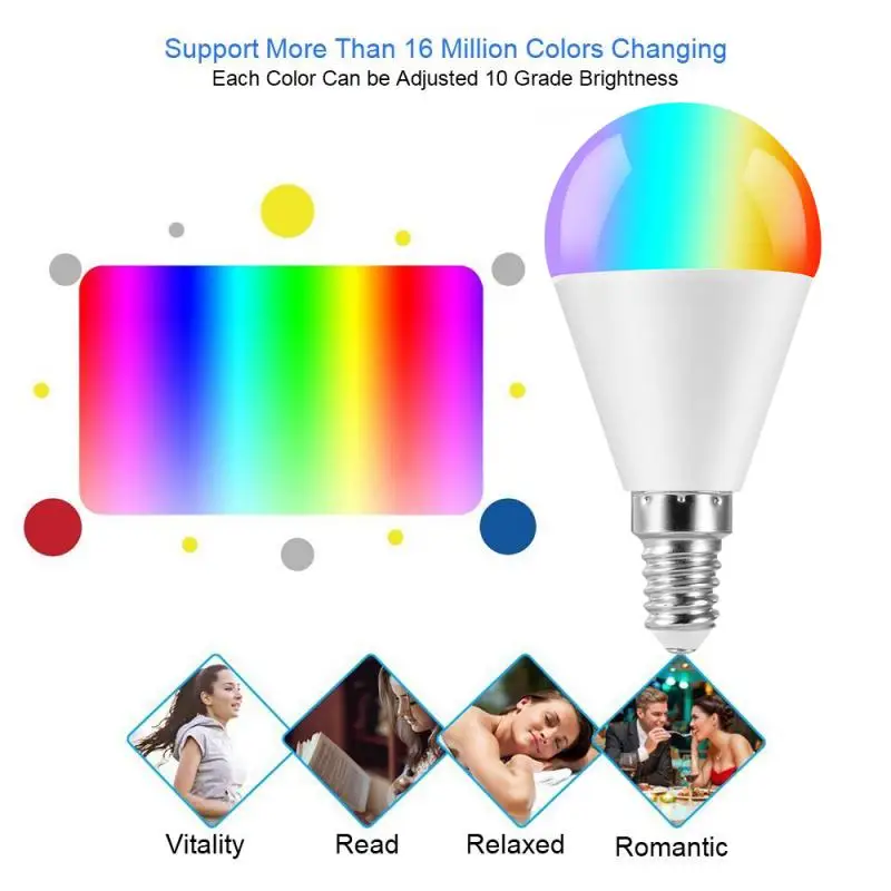Светодиодная лампа с регулировкой яркости энергосберегающая RGB поддержкой Wi Fi