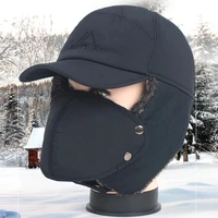 autumn and winter plus velvet warm knit hat outdoor cold wool hat mens hooded hat scarf two piece suit