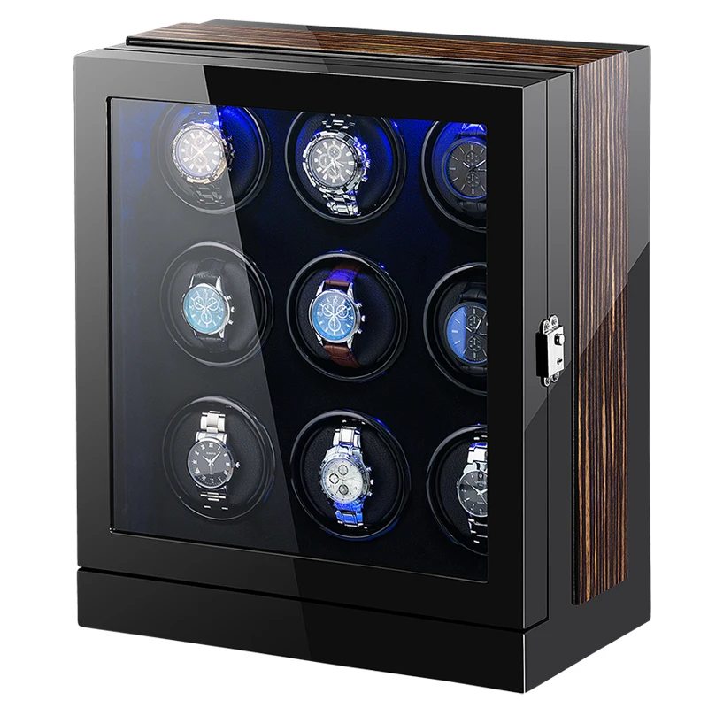 Автоматические роскошные часы Winder Box Аксессуары Часы Дисплей механические вращающиеся часы Uhrenbeweger для мужчин часы - Цвет: WW-8204-BMB-BV