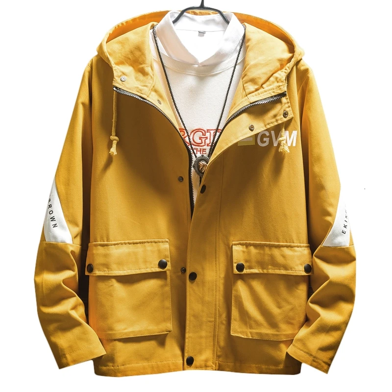 

Winter New Autumn Casual Fashion Loose Trend Plus-size Hooded Printed Patchwork Color Contrast Men's Jacket Clothes