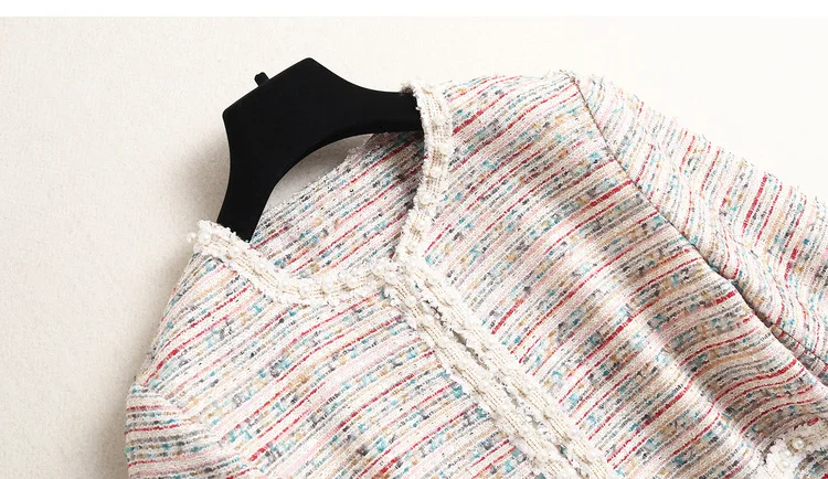 

2021 Tweed Autumn Two-Piece Set New Women's Suit Fashion High Street Hidden Breasted Appliques Jacket+skirts Women Sets