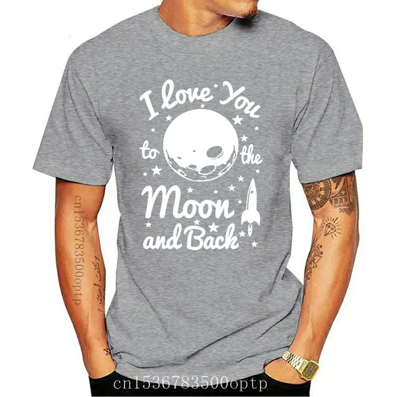 

Модная Мужская хлопковая футболка с принтом «I Love To The Moon And Back»