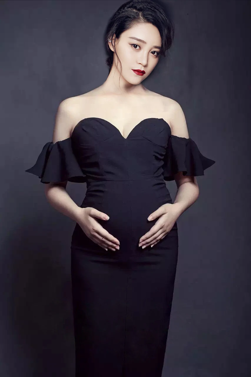 NEW Pregnant Maternity Women Photography Props Dress Romatic Fancy dress Black Mermaid skirt enlarge