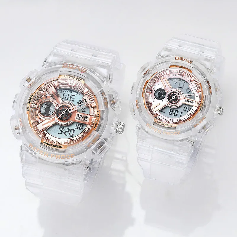 Прозрачные настольные мужские часы для студентов спортивные электронные