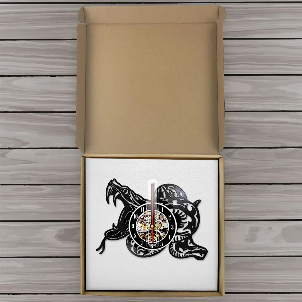 Виниловые настенные часы Snake Tribal с записью в виде животных для домашнего декора