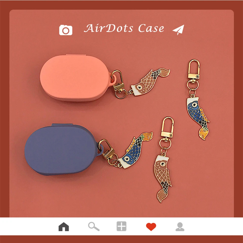Силиконовый чехол с милыми рыбками для Xiaomi MI Redmi AirDots беспроводных Bluetooth наушников