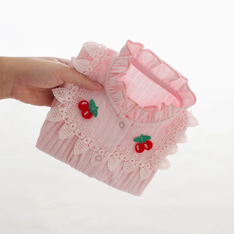 

20"- 22" Reborn Dolls Baby Clothes Pink Lace Collar Cherry Embroidered Jumpsuit Reborn Baby Doll Clothes
