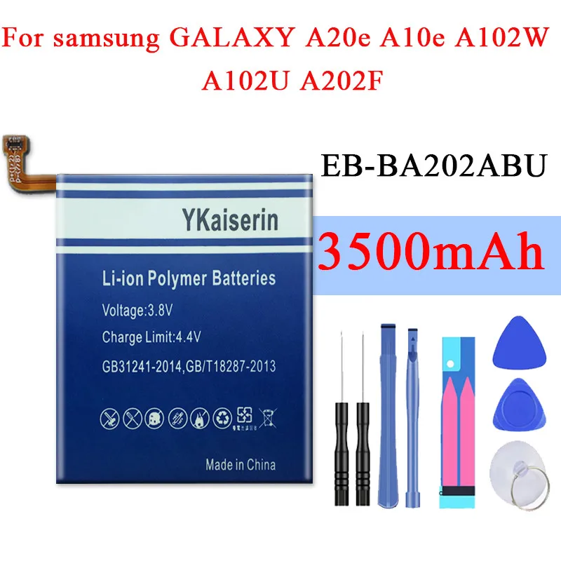 100% новый аккумулятор EB BA202ABU для Samsung Galaxy A20e SM A202F/DS A202F 3500 мА/ч полная емкость литий