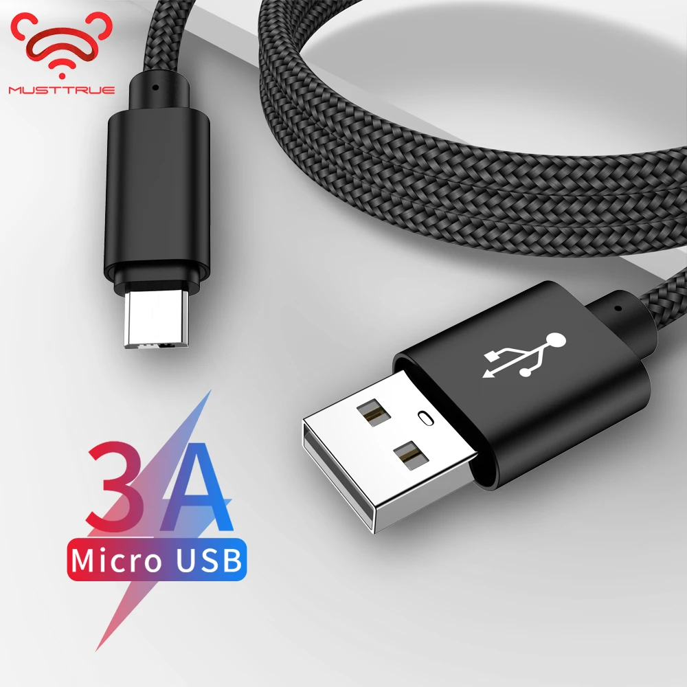 Micro USB кабель MUSTTRUE 3A для Xiaomi Redmi Note 4 Samsung S7 Huawei P7 быстрой зарядки планшета