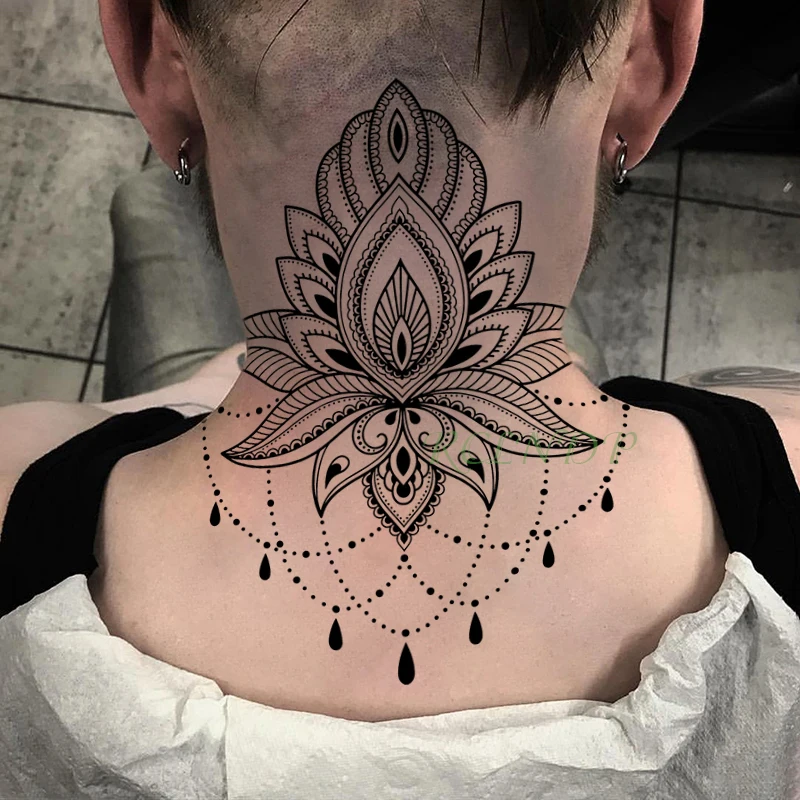 Водонепроницаемый Временные татуировки стикер цветок дурмана ожерелье