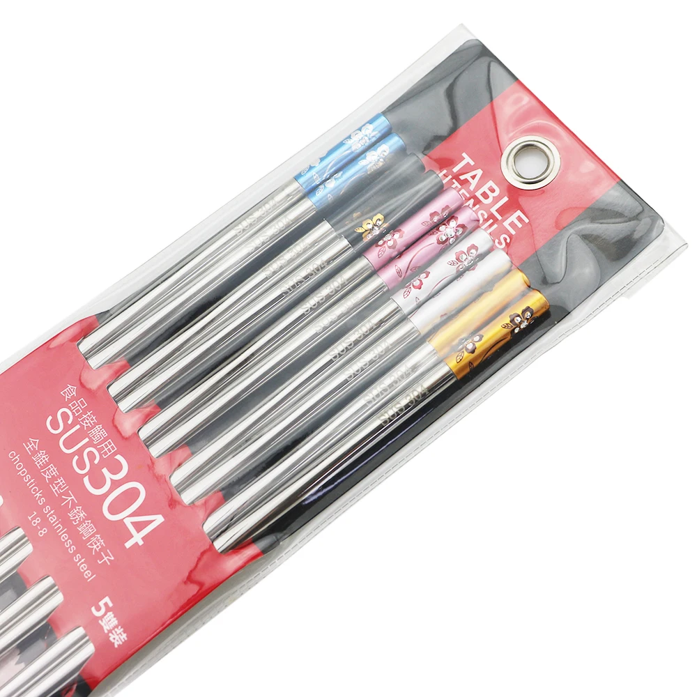 Роскошные палочки для еды из нержавеющей стали 18/10 красочные китайские