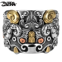 zabra openning men ring 925 sterling silver brave troops vintage hip hop rock rings for mens size 9 11