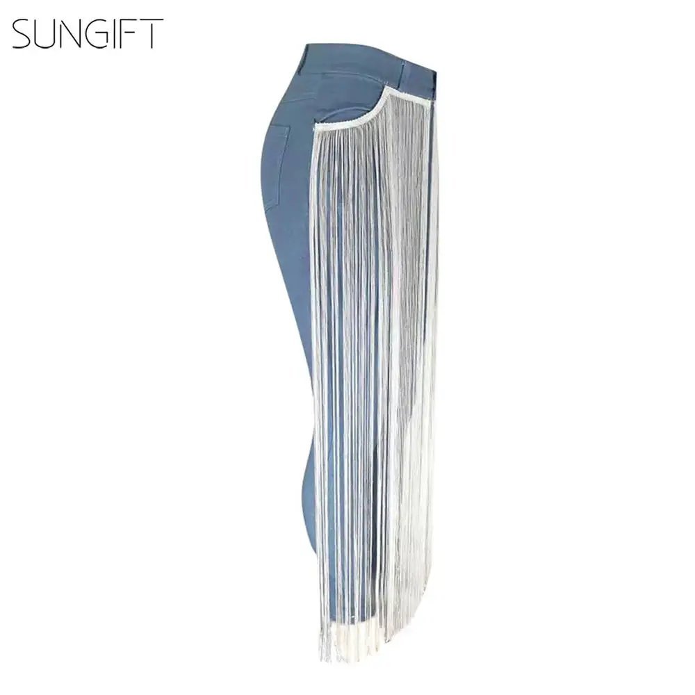 SUNGIFT брюки Дашики для женщин модные джинсы с бахромой стрейч 2019 Новая африканская