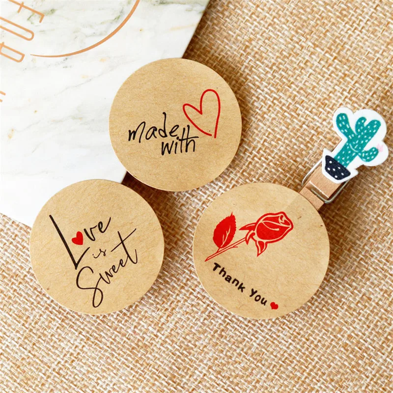 108 шт. круглые этикетки ручной работы из крафт-бумаги упаковочные наклейки драже