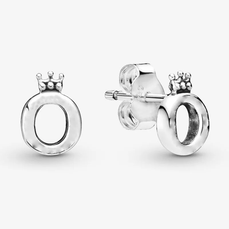 

925 Sterling Silver Pan Earring Shiny Crown O-shaped Earrings For Women Wedding Gift Fashion Jewelry