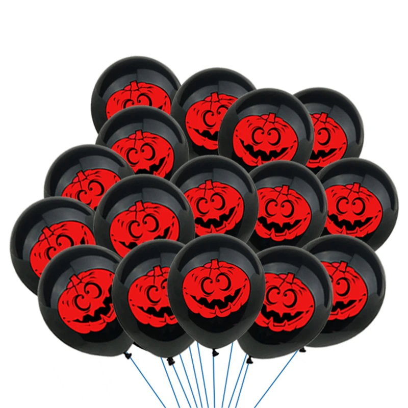 

16pcs/lot Halloween Latex Balloons Halloween Party Balloon Skull Pumpkin Ghost helium balloon stand Toys Kids Globos