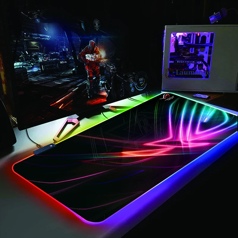 rog asuss rgb gaming mouse pad outer space mousepad large anti slip xl keyboard desk mouse mat for laptop led lighting play mat free global shipping