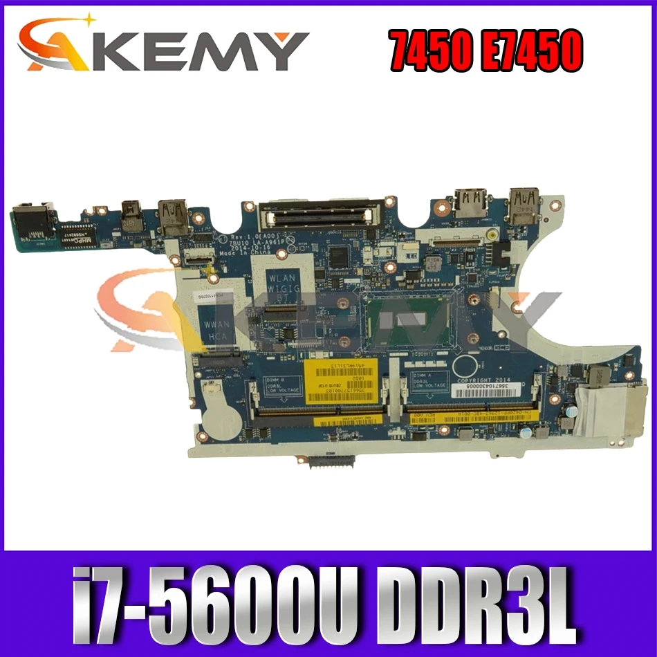 

ZBU10 LA-A961P E7450 Mainboard For DELL Latitude 7450 E7450 Laptop Motherboard CN-0Y15C1 0Y15C1 With i7-5600U DDR3L 100% Tested