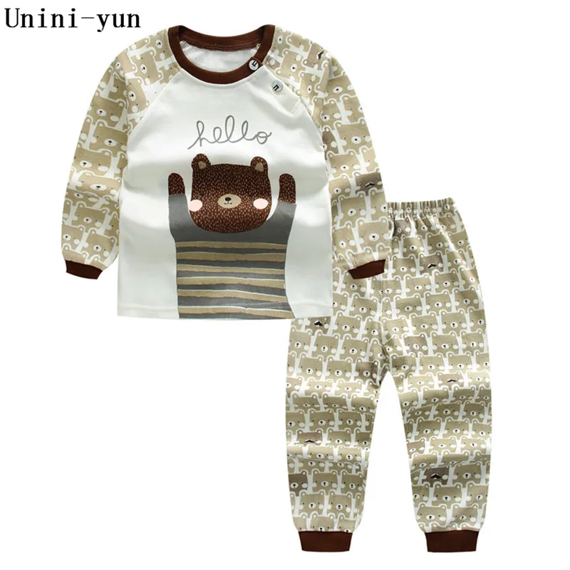 Unini-yun children's sets 2017 new autumn boys Cotton Dot brand long sleeve Bear t shirt + pants kids tracksuits for baby boy |