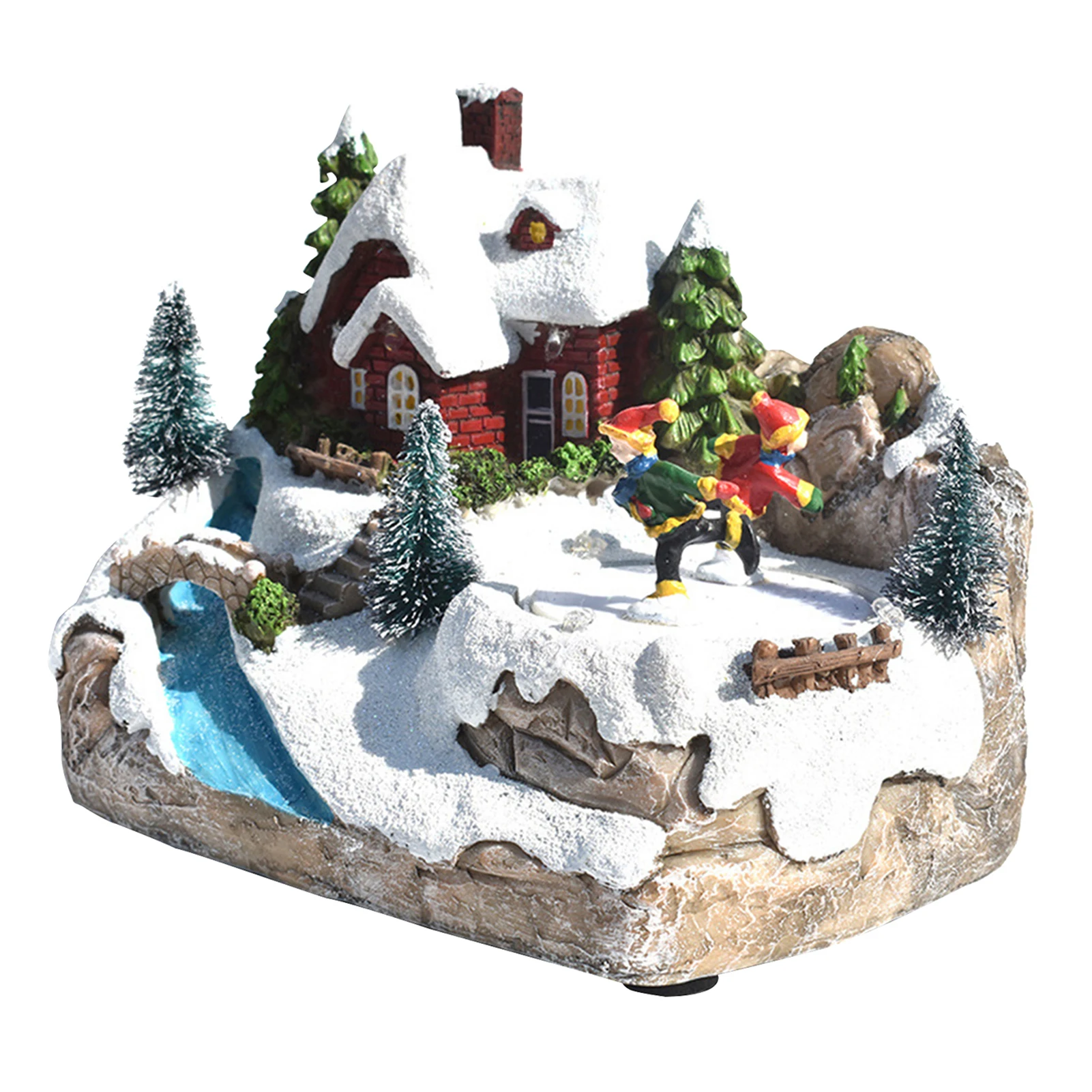 

Christmas Scene House USB LED Light Village Christmas Resin Ornament For Home Decoration New Year Kids Gift