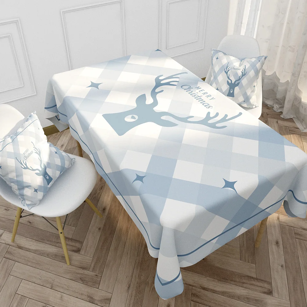 Рождественская Водонепроницаемая скатерть с изображением синего лося