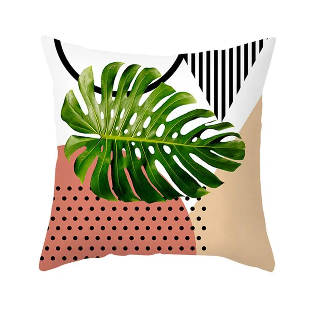 

Tropical Plants Cushion Cover Polyester Green Leaves Decorative Pillowcase Tropical Plant Throw Pillow Case For Home Car Decor