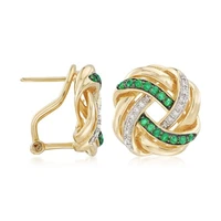 new arrival classic flower green crystal stud earrings cute boho wedding engagement gold stud earrings for women