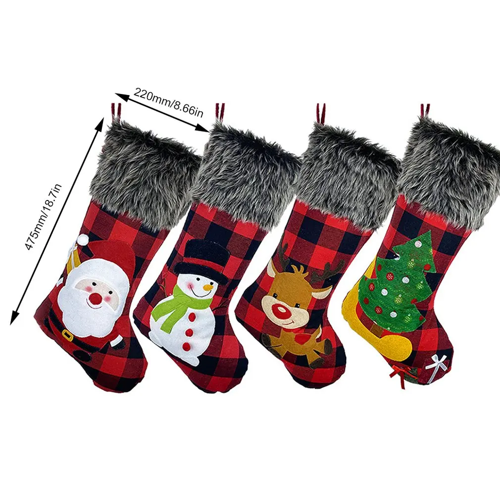 

Christmas Tree Hanging Party Tree Decor Santa Stocking Sock Gift Candy Bag New Year Candy Bag Gift Fireplace Tree Jewelry