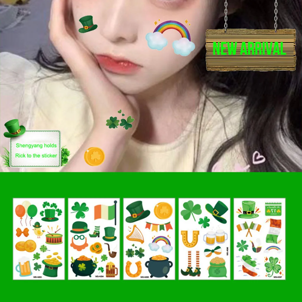 

2g Fashion Tattoo Sticker St. Patricks DayBody Tattoo Temporary Pattern Art Tattoo Sticker Anniversary Party Decorations