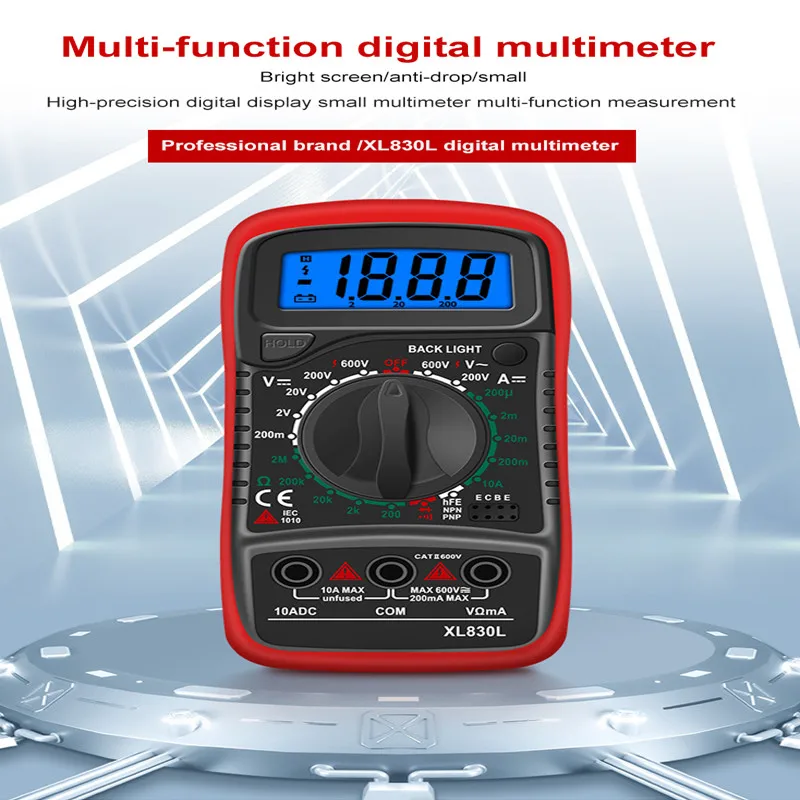 

Портативный амперметр переменного/постоянного тока с ЖК-подсветкой, вольтметр XL830L, портативный цифровой мультиметр, тестер напряжения