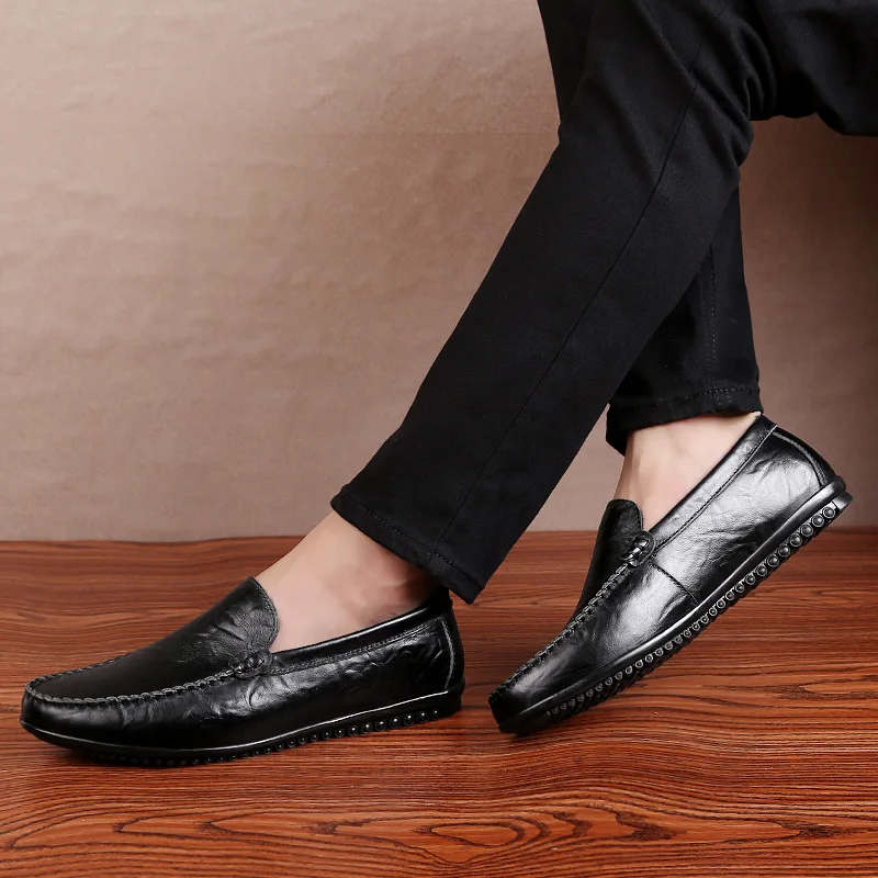 Кроссовки мужские из натуральной кожи повседневные прогулочные туфли плоская