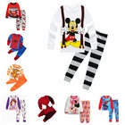 Весенний костюм из двух брюк для маленьких мальчиков, мультяшный Капитан Америка, комплект одежды для девочек, пижамы, пижамы для детей, осенняя одежда для сна