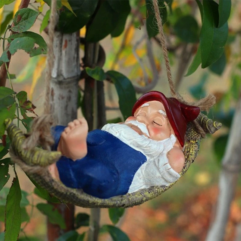 

Garden Gnome Statue Lying Elf Resin Dwarf Sculpture for Outdoor Patio Yard Lawn