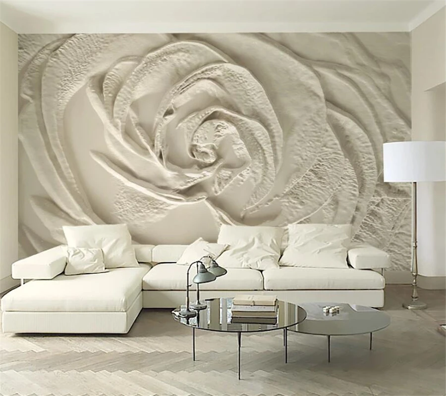 Обои высокого качества 3d бежевая роза с тиснением простой фон стена ретро