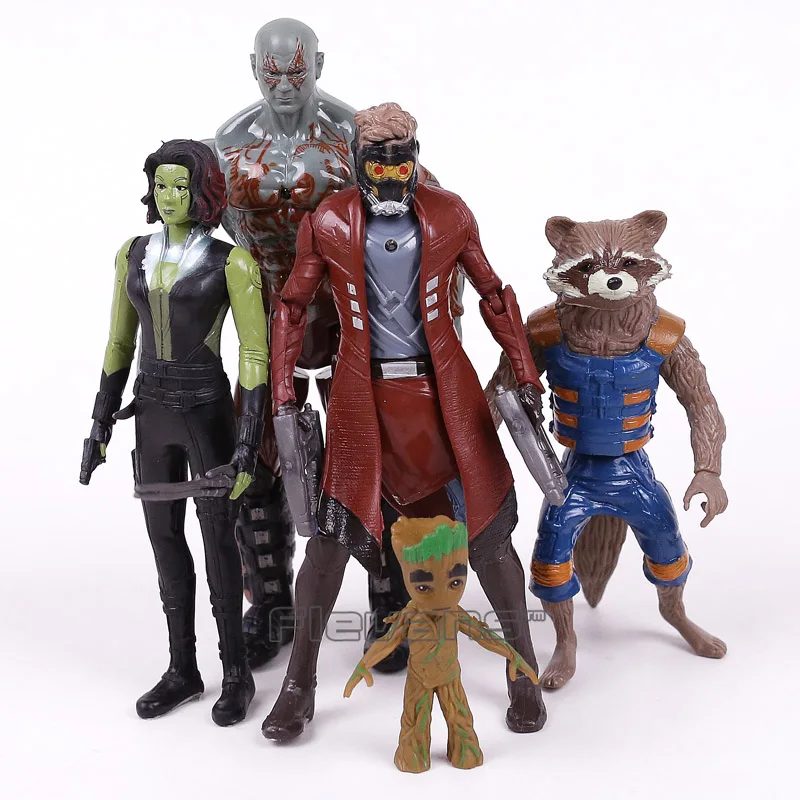 Marvel Guardians Figures Star Lord Gamora Drax Rocket Raccoon Tree Man PVC Action Figure Toys 5pcs/set