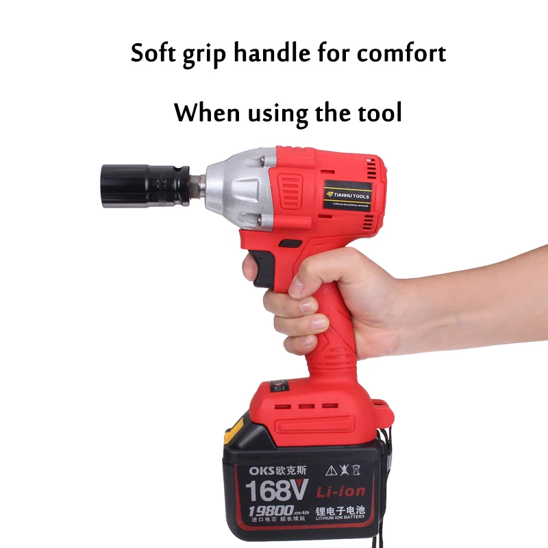 

168v Cordless Brushless Electric Impact Wrench Drill Screwdriver 3 Speed High Torque with 1/2 Socket Rechargeable Li-ion Battery