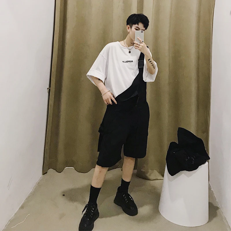 Комбинезон мужской тонкий свободного покроя повседневные короткие