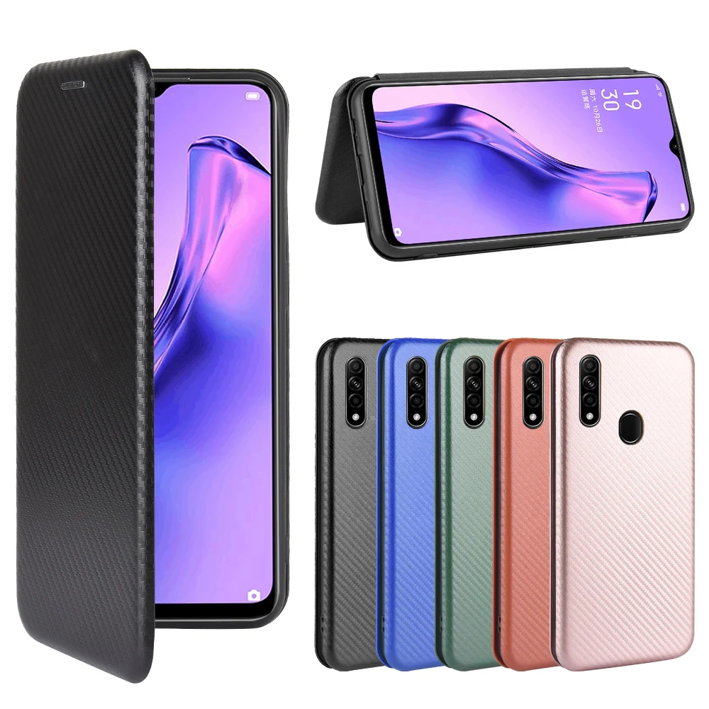 

Чехол для OPPO A31 2020, кожаный чехол-книжка из углеродного волокна для Oppo A31 A 31 2020, деловой Магнитный кошелек с отделением для карт, тонкий чехол 6...