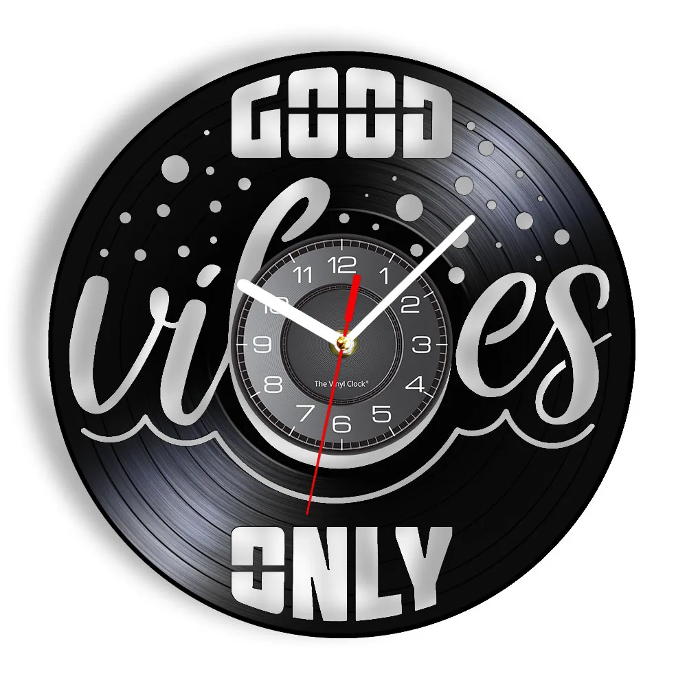 Настенные часы Good Vibes Only с виниловой пластиной настенные позитивными цитатами